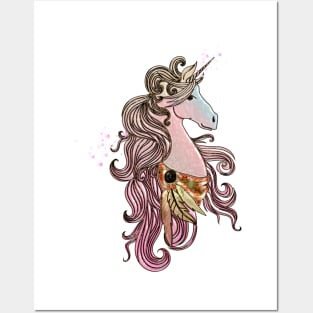 Beautiful unicorn in pink colors Posters and Art